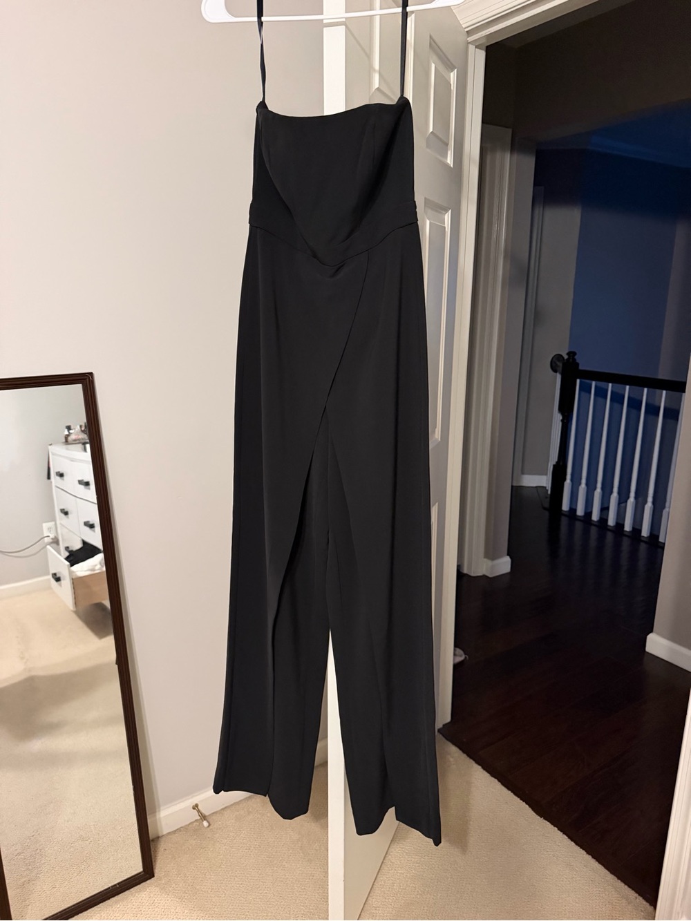 White House Black Market Black Strapless Wide-Leg Jumpsuit